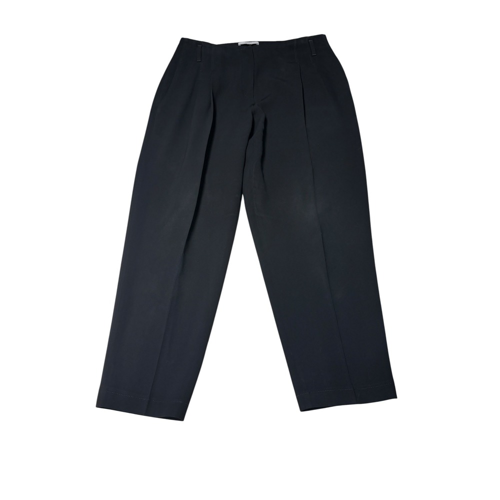 Hugo Boss Tapia Pleated Wide Leg Trousers Black‎ Womens 10 W32 L27 Crepe Pants